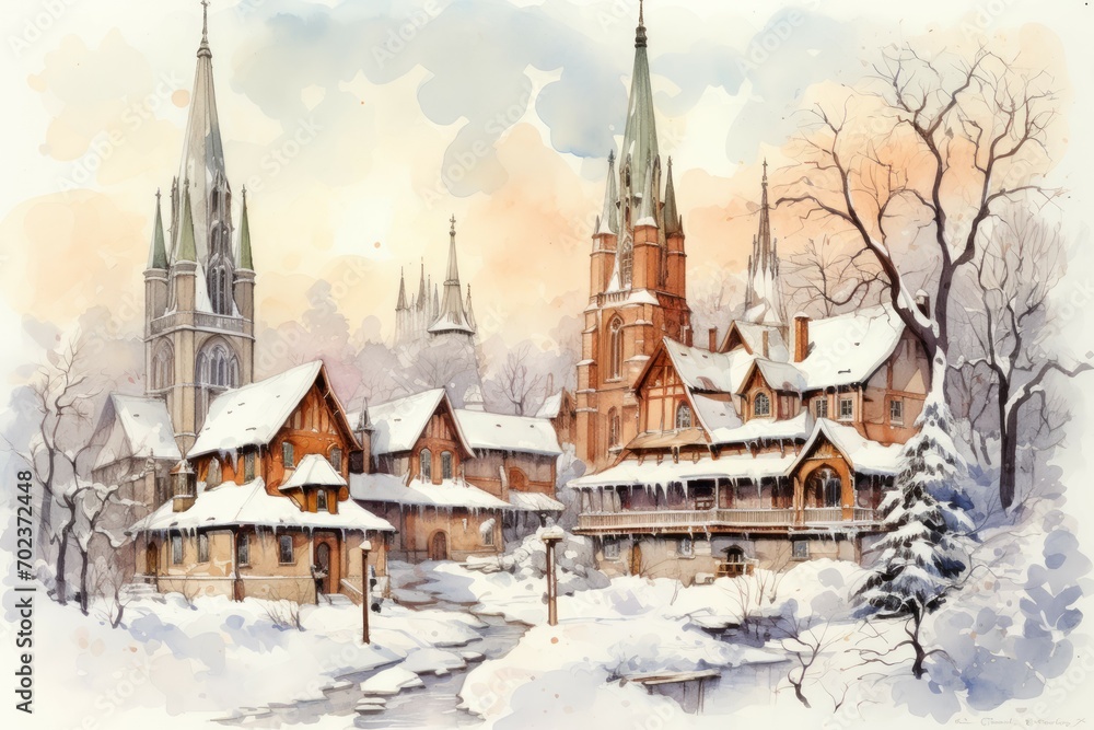 Snow-Covered Churches - Generative AI