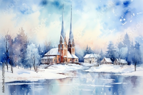 Snow-Covered Churches - Generative AI