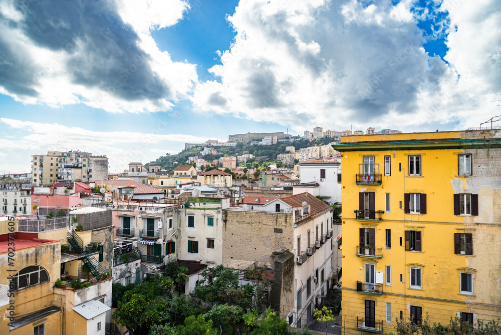 View of the roofs of the historic center of Naples. View from the historical former psychiatric prison.
