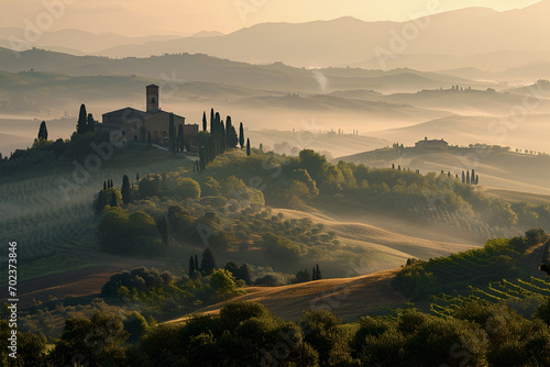 Dusk over the hills inspired by the Tuscan countryside