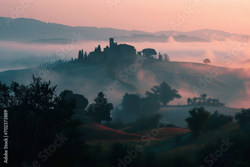 Misty morning inspired by the Tuscan countryside