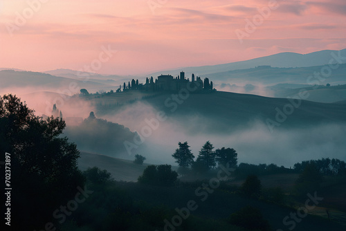 Misty morning inspired by the Tuscan countryside