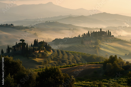 Dusk over the hills  inspired by the Tuscan countryside