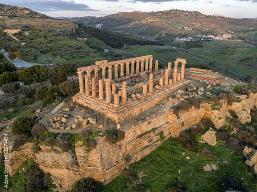 Temple of Juno located in the park of the Valley of the Temples in Agrigento, Sicily, Italy 