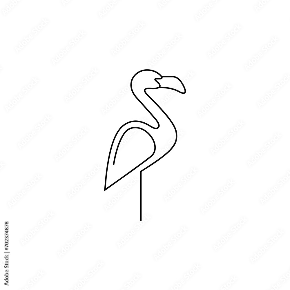 Obraz premium flamingo beautiful bird exotic line logo design graphic vector