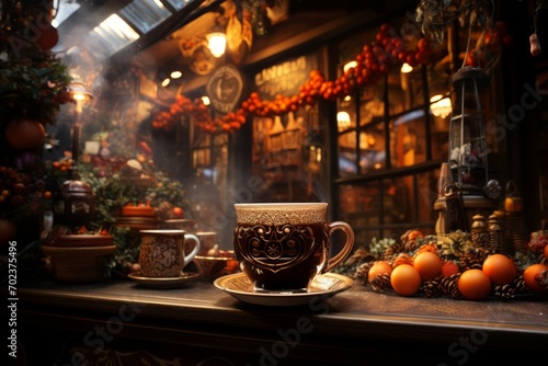 Christmas Coffee Shop - Generative AI photo