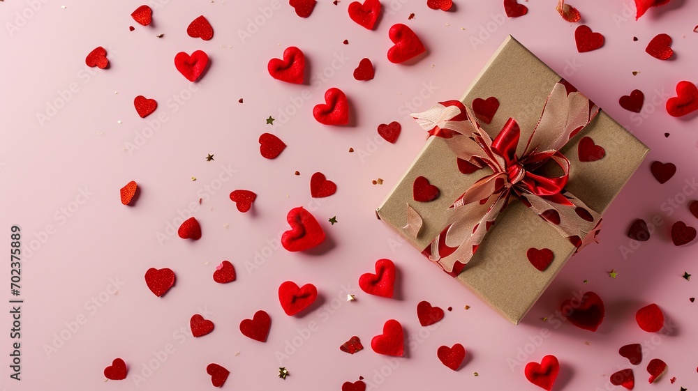 Valentine's Day Charm: Gift Box and Hearts on Pink Valentine's Day Charm: Gift Box and Hearts on Pink
