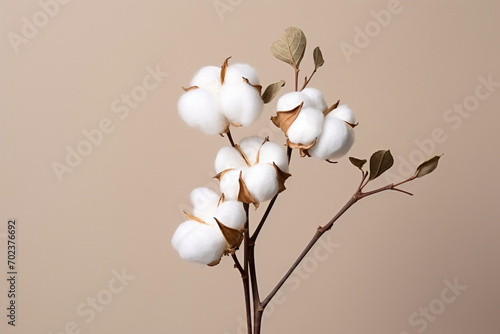 Cotton boll flower botany plant with shadow interior design background organic nonaigenerated