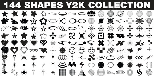 Set of Y2K bling retro elements and abstract brutalism shapes.futuristic elements for design.big collection of retro style,abstract graphic, geometric,symbol and y2k. Modern vector illustration