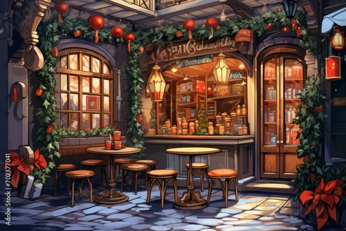 Christmas Coffee Shop - Generative AI © Sidewaypics