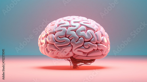 Pink human brain being examined