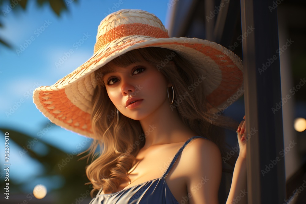Portrait image of a girl in animated style