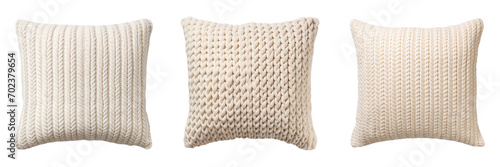 Set of square knitted pillow top view on transparent background © ArunKanti