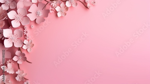 Happy Women's Day, March 8th with flowers, on a pink background.