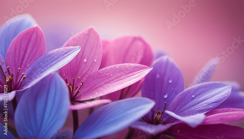 Soft iridescent petals in shades of pink, violet, and blue, creating a dreamy and enchanting background reminiscent of a petal shower.