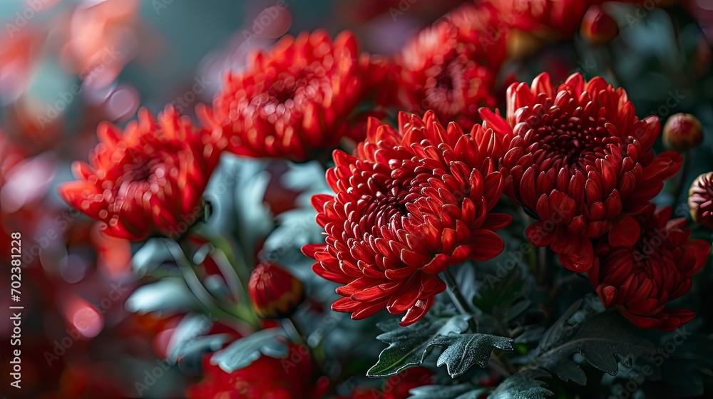 Red Hearts Fresh Fragrant Chrysanthemums, Background HD, Illustrations Red Hearts Fresh Fragrant Chrysanthemums, Background HD, Illustrations