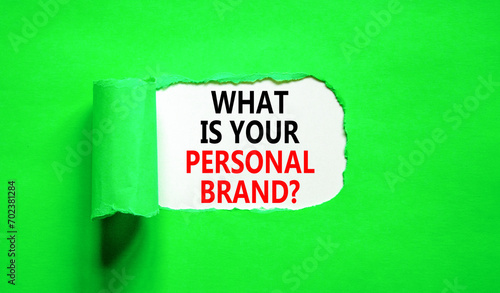 What is your personal brand symbol. Concept words What is your personal brand on beautiful white paper. Beautiful green paper background. Business, what is your personal brand concept. Copy space.