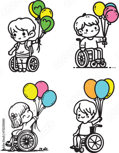 Physically Challengechildren with balloons