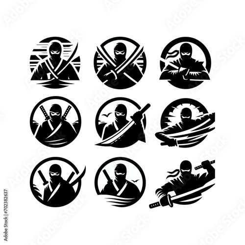 set of ninja vector illustration