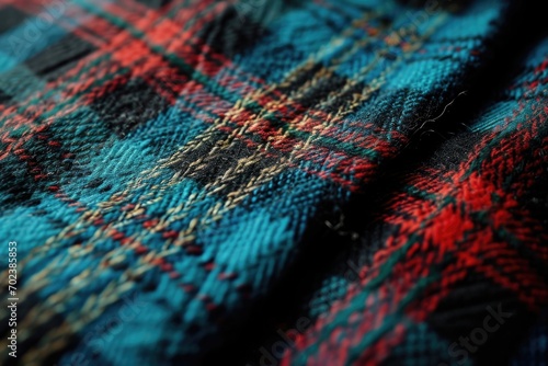 Highland Heritage: Abstract Tartan Kilt in Classic Black and Blue