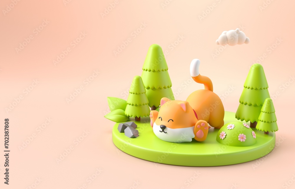 Fototapeta premium Isolated 3D Cat. 3D Illustration