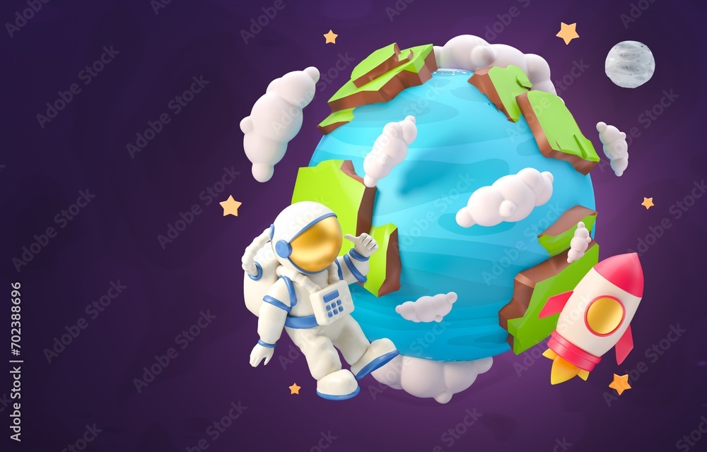 Naklejka premium Astronaut in Space. 3D Illustration
