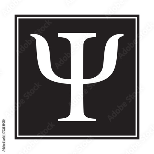 Greek Symbol Psi, Vector Image Illustration isolated on White Background