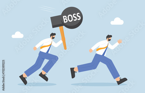 Angry boss shouting at his employee, vector illustration

