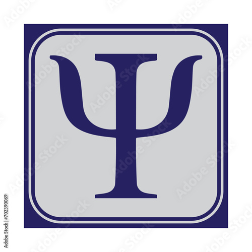 Greek Symbol Psi, Vector Image Illustration isolated on White Background