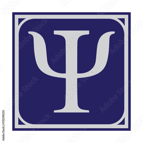 Greek Symbol Psi, Vector Image Illustration isolated on White Background