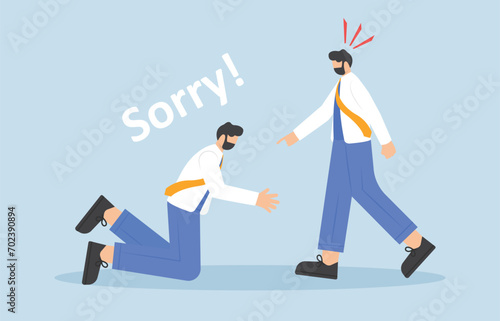 Angry boss shouting at his employee, vector illustration

