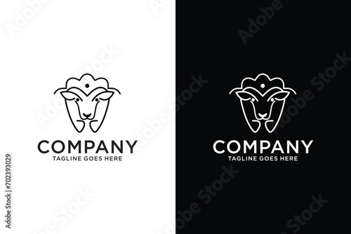 Sheep head wool logo design