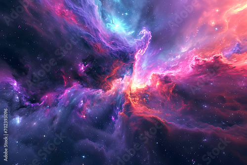Cosmic nebula: diversity of color in deep space. Horizontal illustration