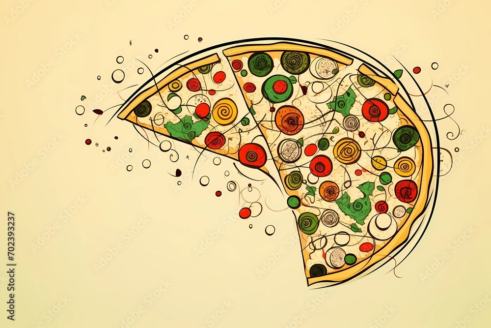 pizza drawing Italian cuisine drawing for pizzeria illustration for