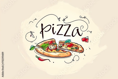pizza drawing, Italian cuisine, drawing for pizzeria, illustration for cafe, illustration for restaurant, menu item