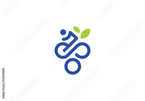 simple modern grape with bicycle logo design