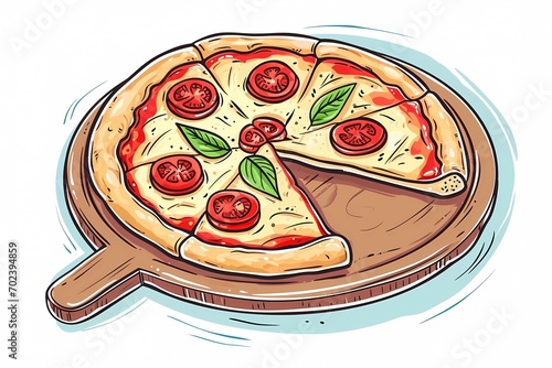 pizza drawing, Italian cuisine, drawing for pizzeria, illustration for cafe, illustration for restaurant, menu item
