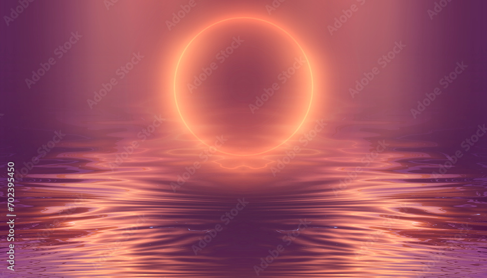 Fototapeta premium Futuristic empty neon background. High tech lines, studio product, future cyberspace concept. 3D illustration.