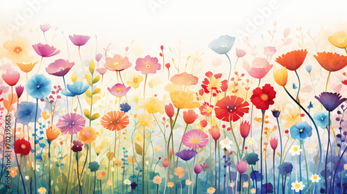 Illustration of a colorful abstract flower meadow