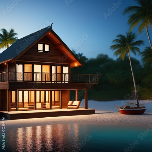 wooden villa by the beach photo