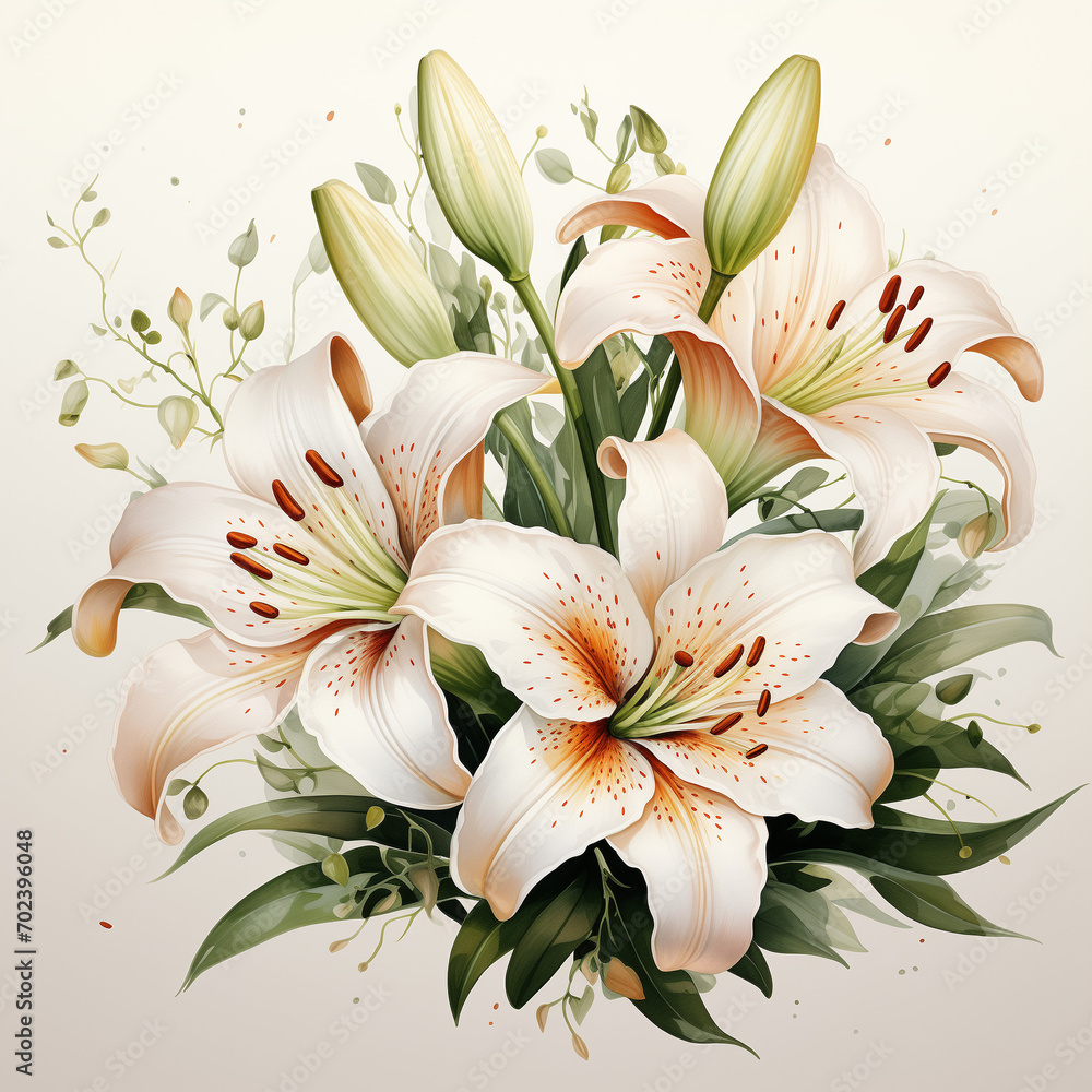 Watercolor Easter lily,Easter Background
