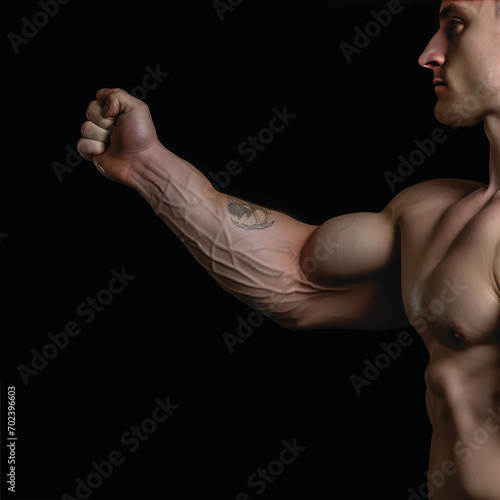 The gym man's billowing muscles created ai generated.