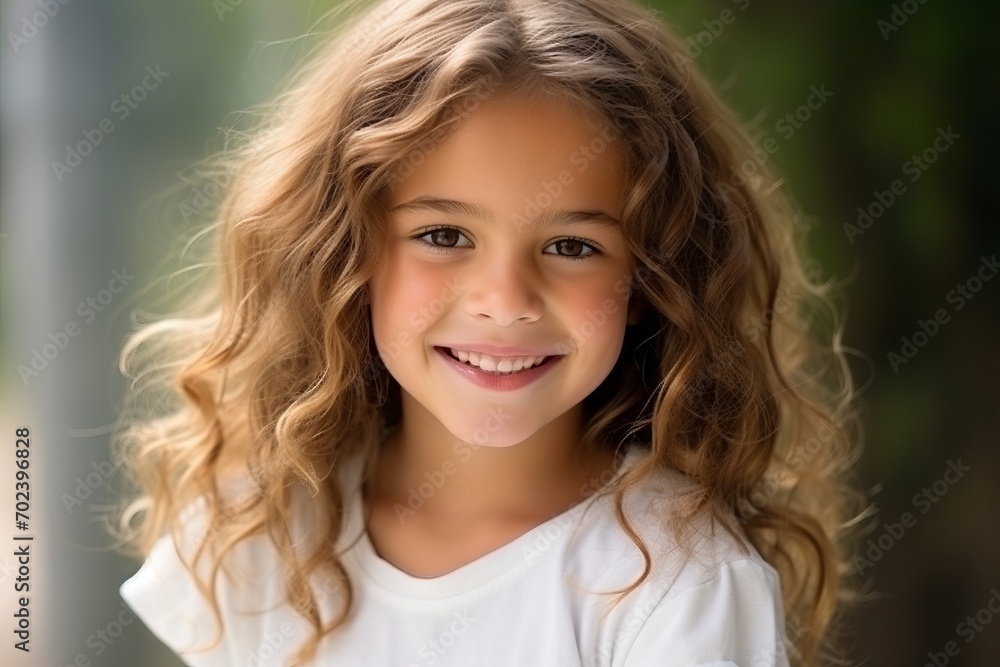 Portrait of a cute smiling little girl with long curly hair outdoor Portrait of a cute smiling little girl with long curly hair outdoor