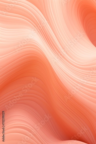 Abstract line wavy pattern in peach fuzz and apricot crush colour, monochrome background. Vertical.