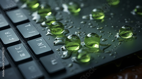 keybord close up with dew drop photo