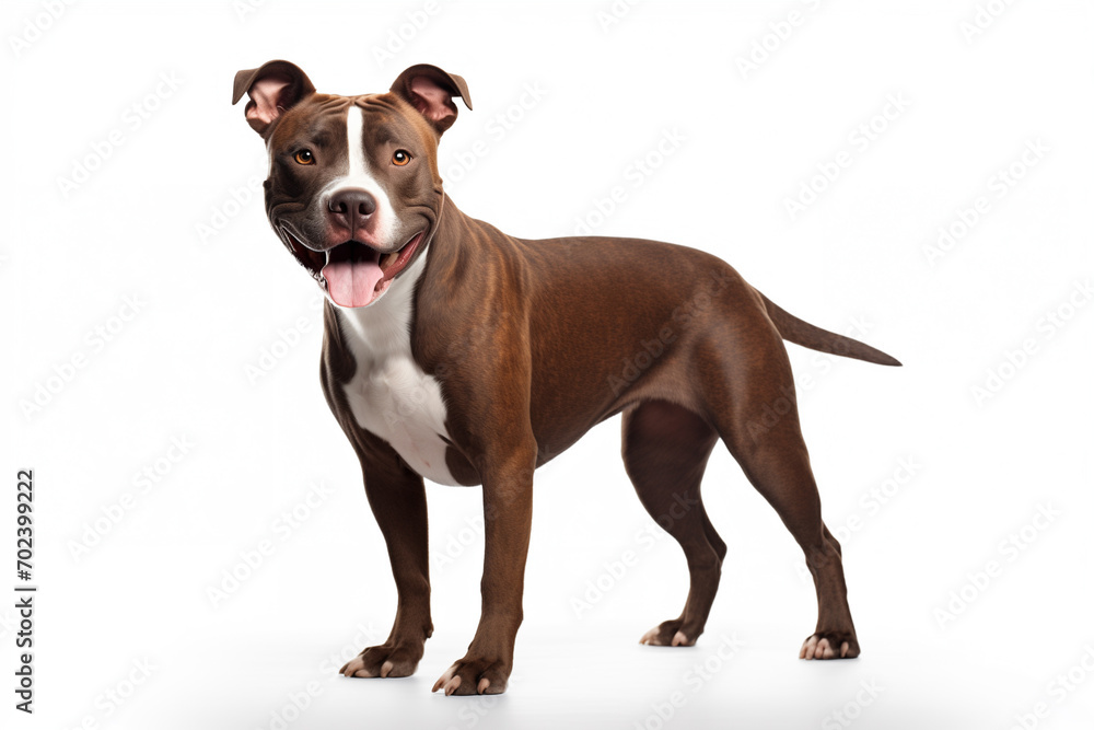 pit bull terrier dog, standing, isolated on white background