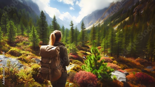 Woman Hiking in the Mountains