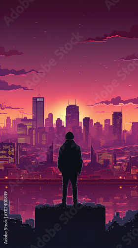 Purple sunset afternoon city view   Created ai generated.