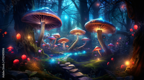 Magical mashroom in fantasy enchanted fairy tale © John