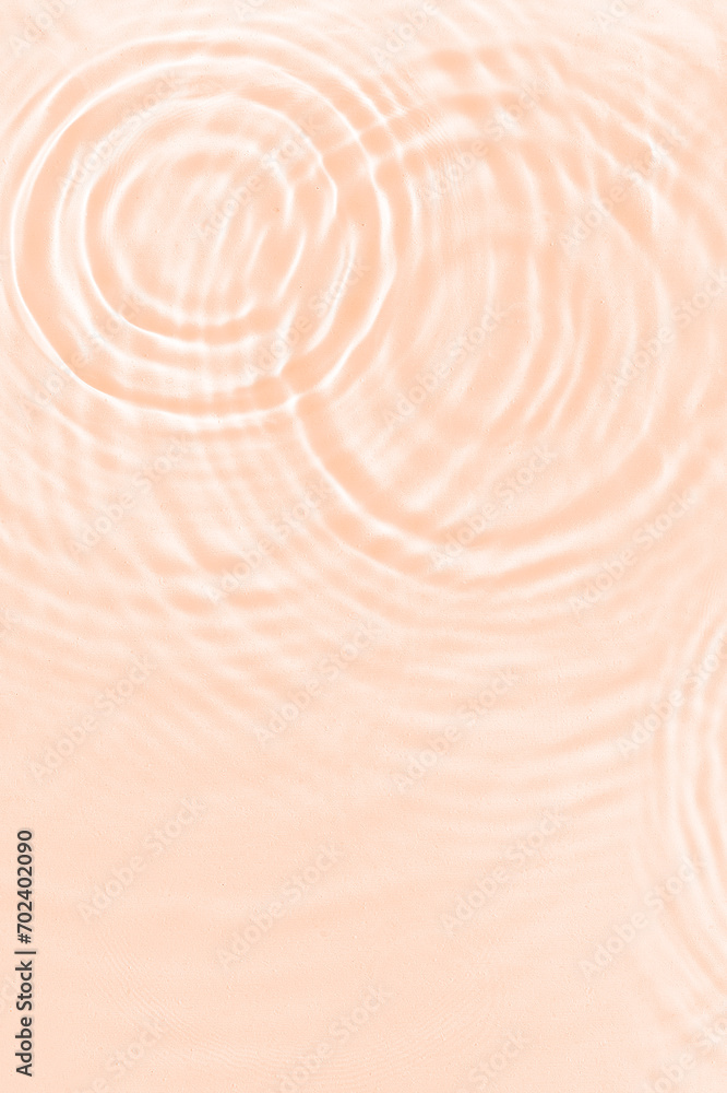 Fototapeta premium Abstract water texture, surface with drops, rings and ripple. Flat lay, top view, background